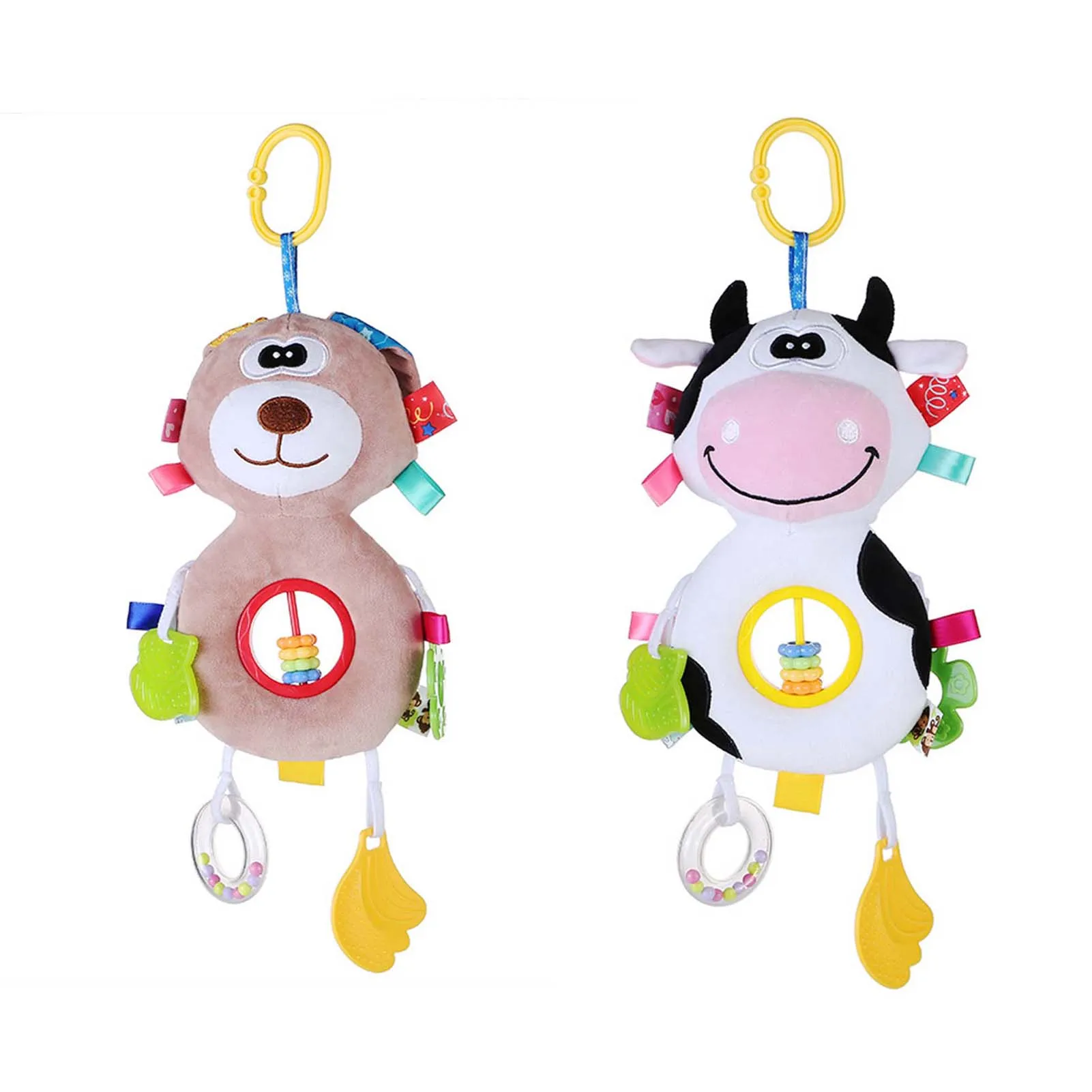 

Kids Rattles Sound Toys Plush Stroller Cartoon Animal With Babies Rattles Plush Rings Mobiles Hanging Bell Teething Toy For Baby