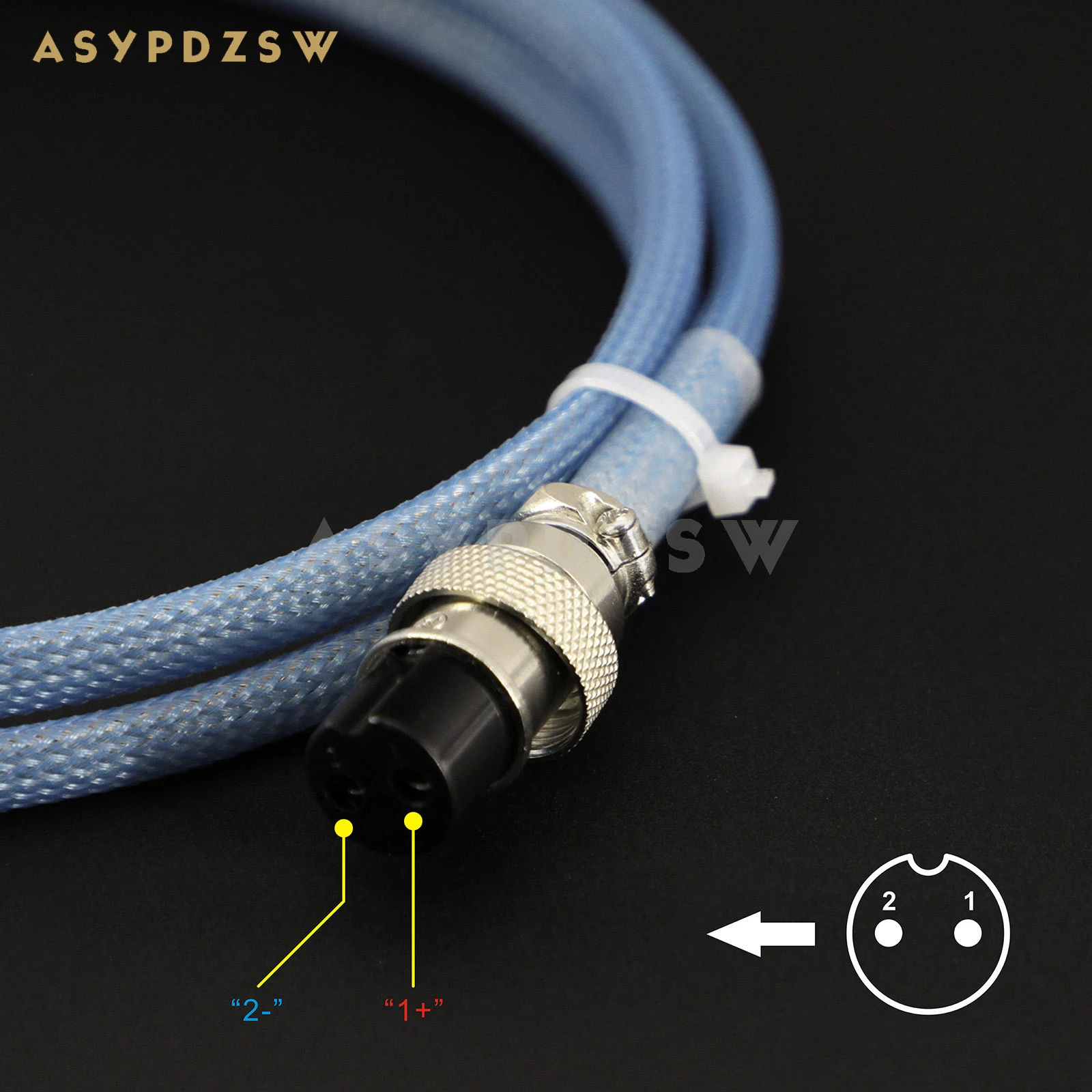 1.2M HIFI OCC 단결정 구리 은도금 LPS 케이블 GX16-2 PIN 플러그 - Type-C 플러그 PSU 케이블