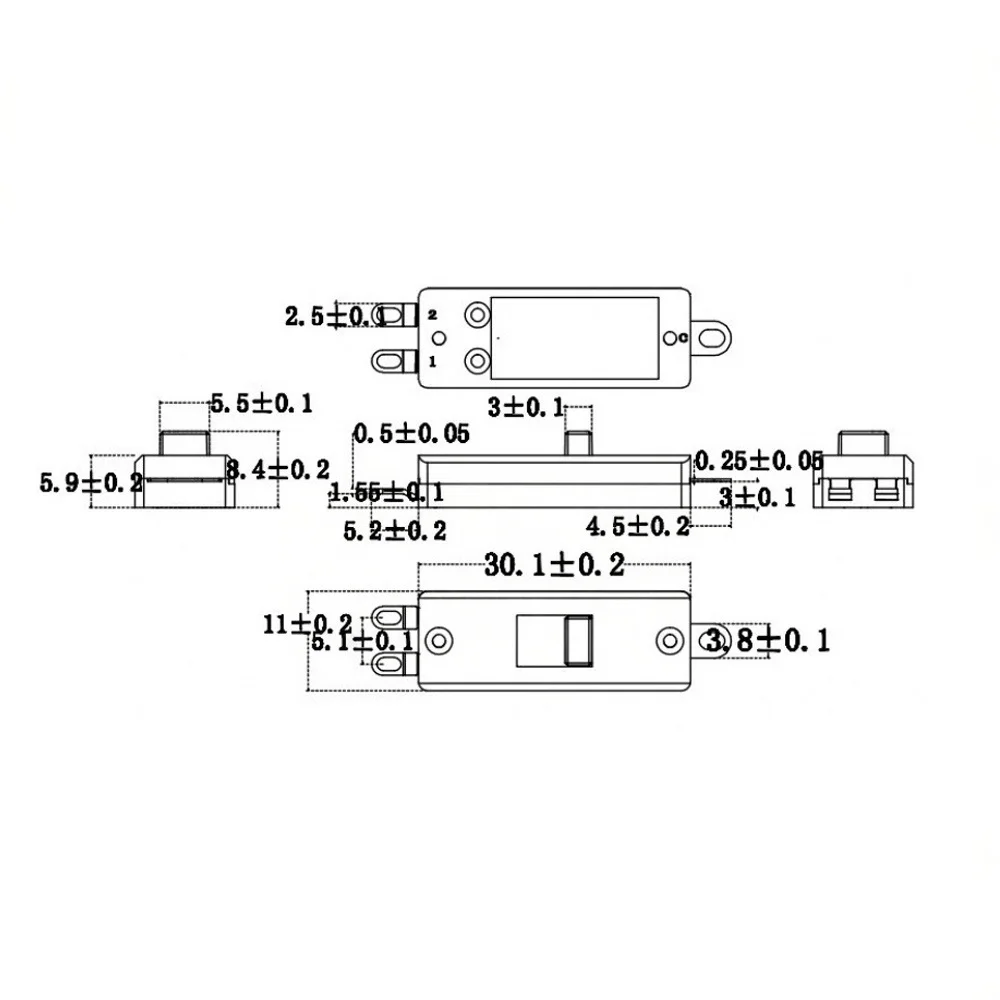 5PCS 고출력 슬라이드 스위치 레드 핸들 2 위치 3 핀 10A 250V AC 토글..