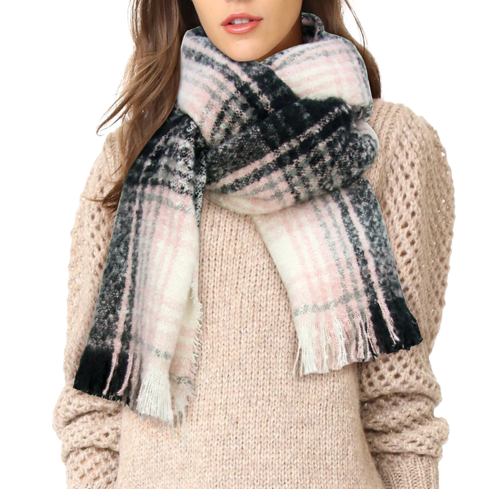 SEIPAIKE Winter Women Scarfs, Long Soft Thicker Shawl, Ladies Tassel Scarves, Warm Cozy Gift