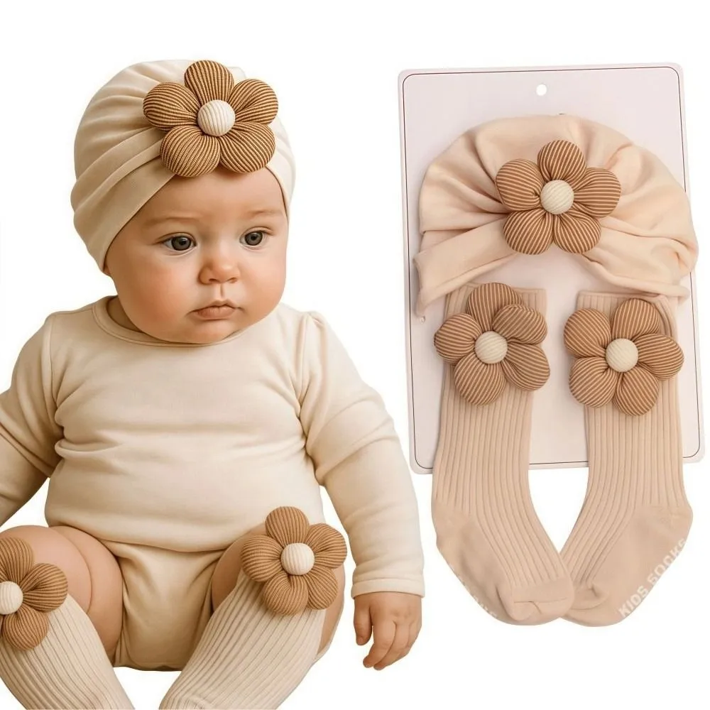 Cotton Newborn Hat Socks Set Breathable Soft
