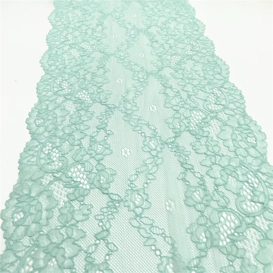 3y/lot Width 22cm Light Green Elastic Stretch Lace Trimming 5