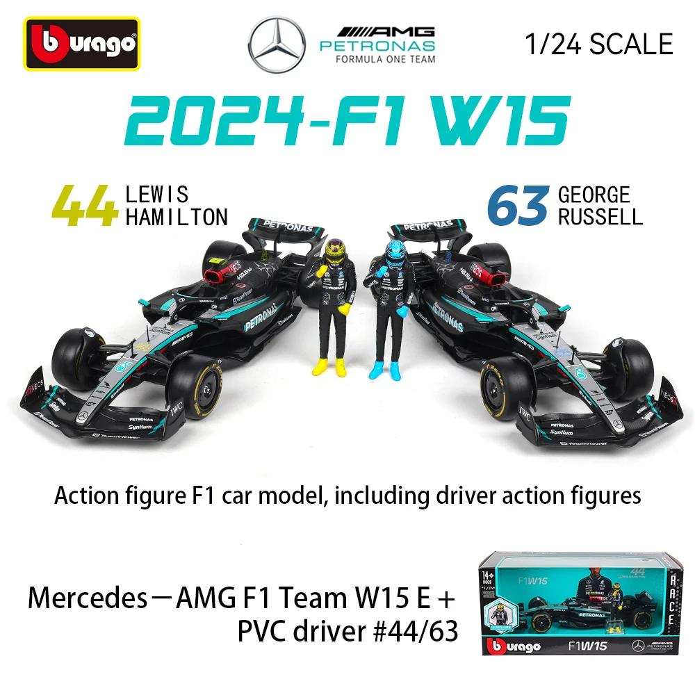 Bburago 1:24 메르세데스-벤츠 2025 W15 W14 SF23 RB19 MCL38 ..