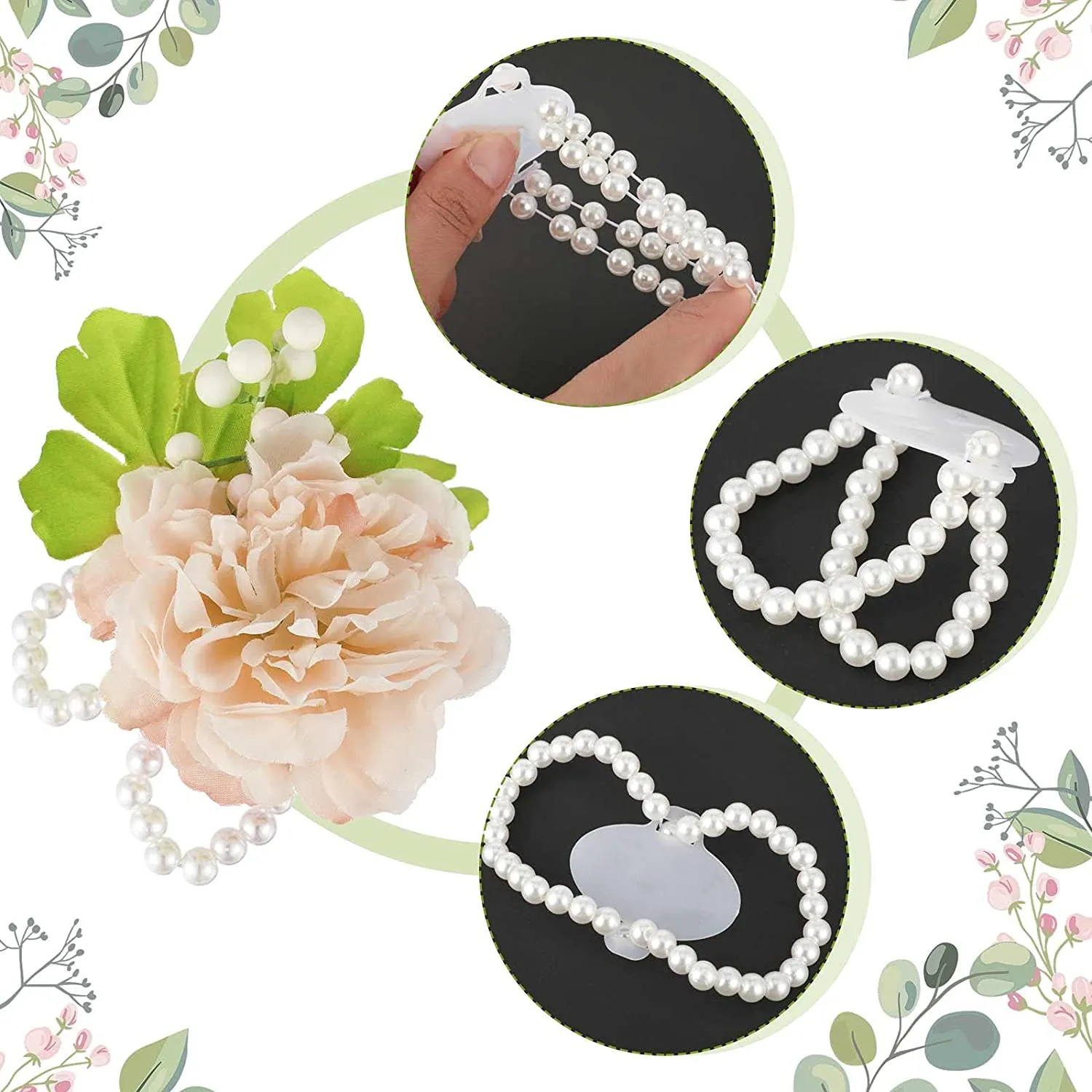 Floral Boutonniere Magnets Corsage Brooches Magnet and Elastic Pearl Wrist  Bands Wristlets Corsage Accessories for Handmade Wedding Prom Bride  Boutonnieres Corsage (14)