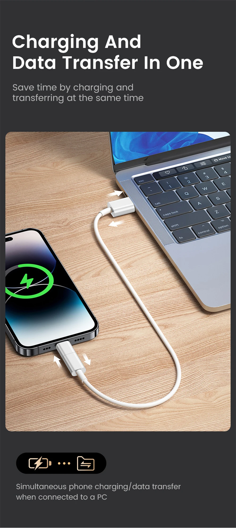 USB Type C to Lightning Adapter High Speed Data Transfer Fast Charging Lightning Female to USB C Male Converter For iPhone 15 16