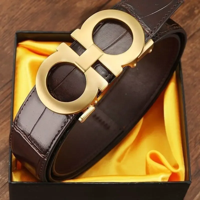 Gold buckle coffee belt