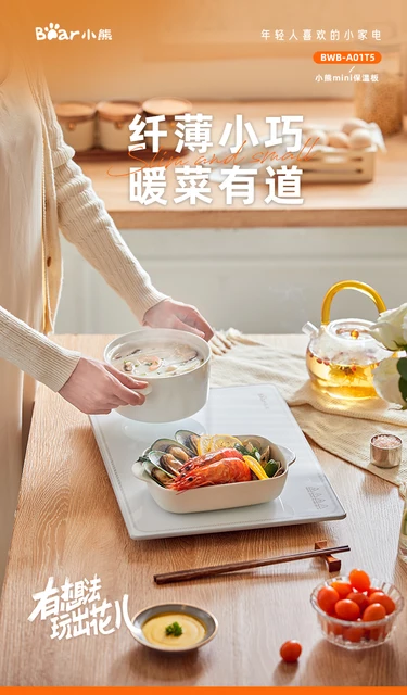 Bear Mini Electric Food Warmer Household Hot Plate 40x28cm Multifunctional  Electric Heating Insulation Board Table Heating
