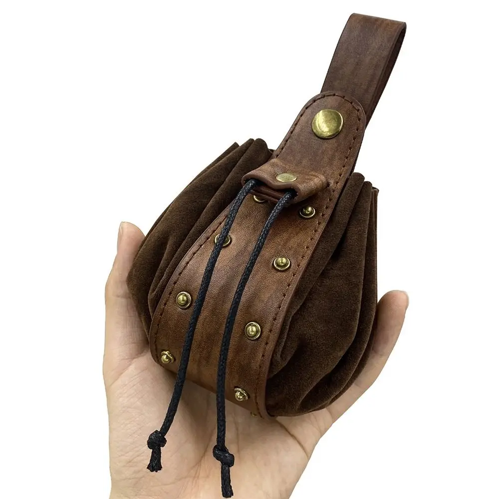 Hüfttasche mit hängendem Gürtel, langlebiges Kordelzug-Design, Wikinger, mittelalterliche Gürteltasche, tragbare Vintage-Geldbörse – Detail 8