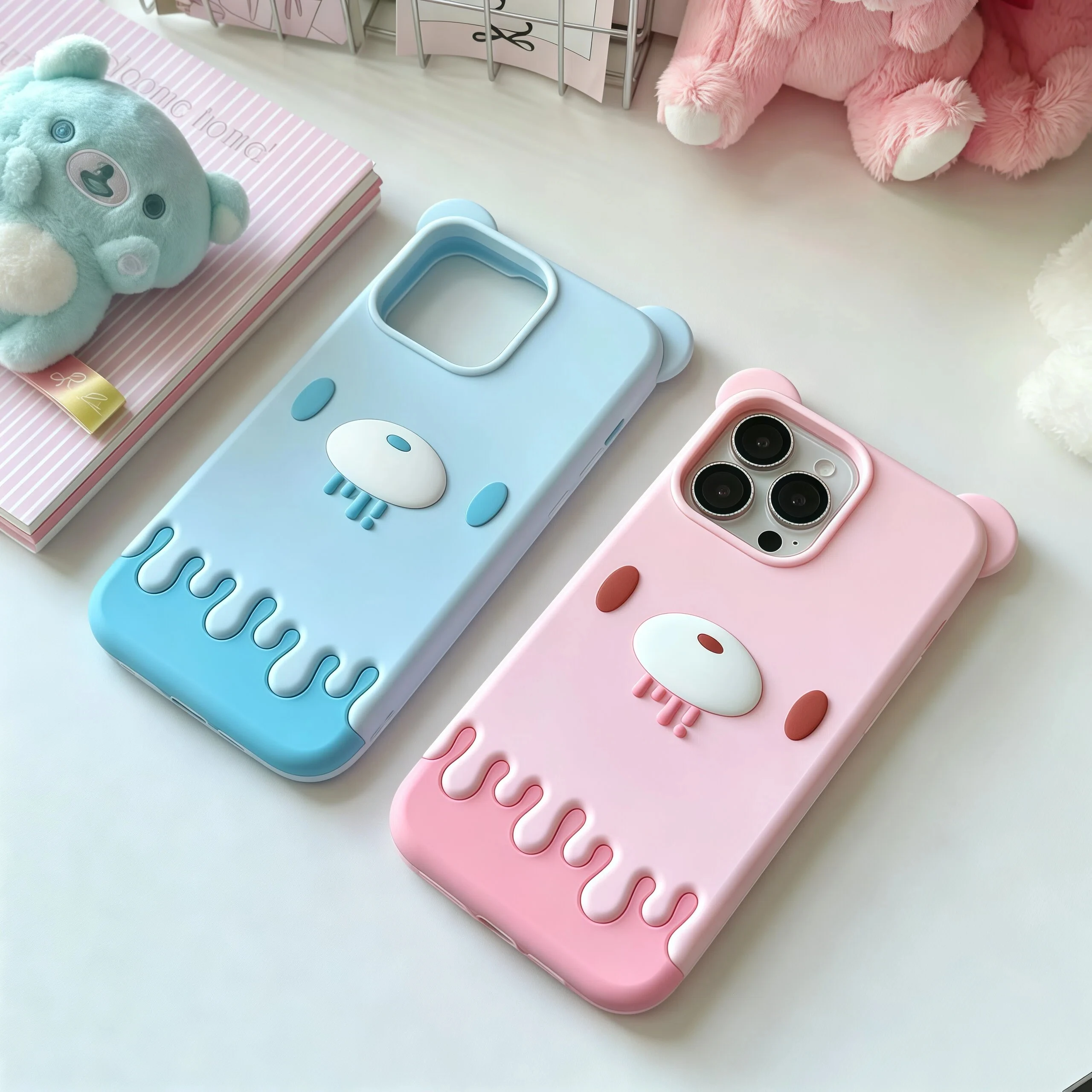 Adorable Bear 3D Silicone Shockproof Phone Case - Cute Cartoon Design