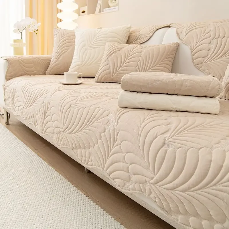Solid Color Embroidery Sofa Cover Fashion Four Season Universal Sectional Sofa Towel Anti-slip Couch Covers for Living Room