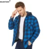 EKLENTSON Winter Mens Heavyweight Jacket Flannel Plaid Casual Jacket Detachable Hood Quilted Lined Shirts Coats Hiking Jackets 2