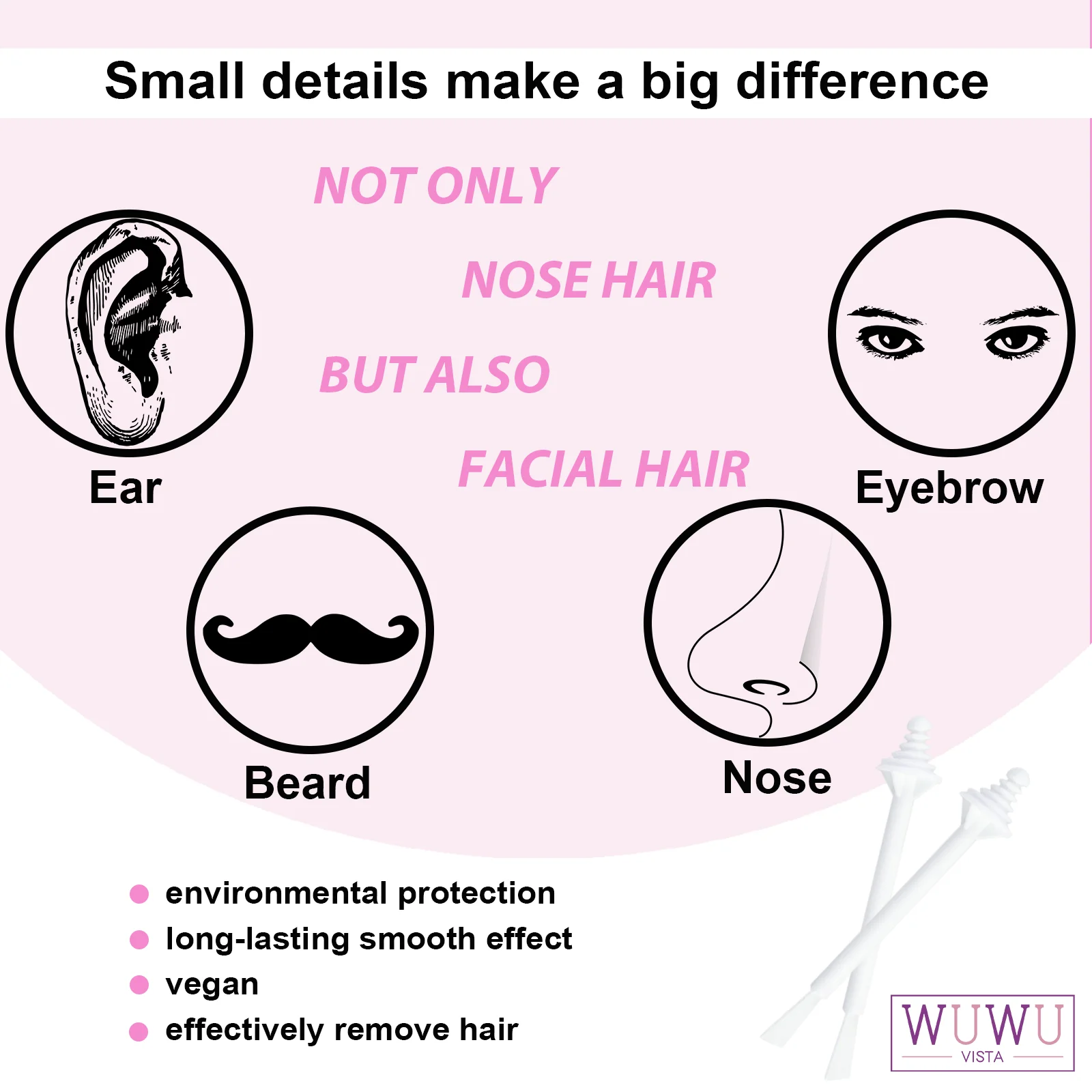 WUWUVISTA Multi Use Wax Stick Remove Nose Beard Eyebrow Hair Stick Removal Tool Kit Beeswax Safe Quick Beads Strips Hair Removal Wax Hard Wax Beans Hair Removal Tool Beauty Wax