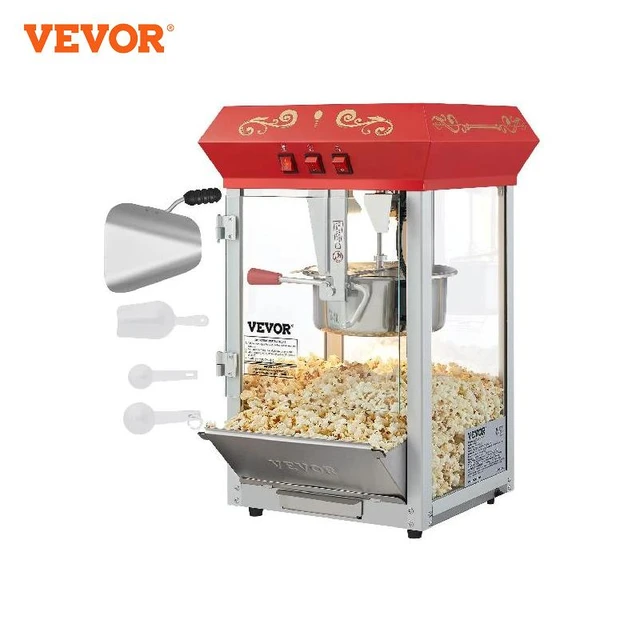 VEVOR Popcorn Popper Machine 8 Oz Countertop Popcorn Maker 850W 48 Cups Red