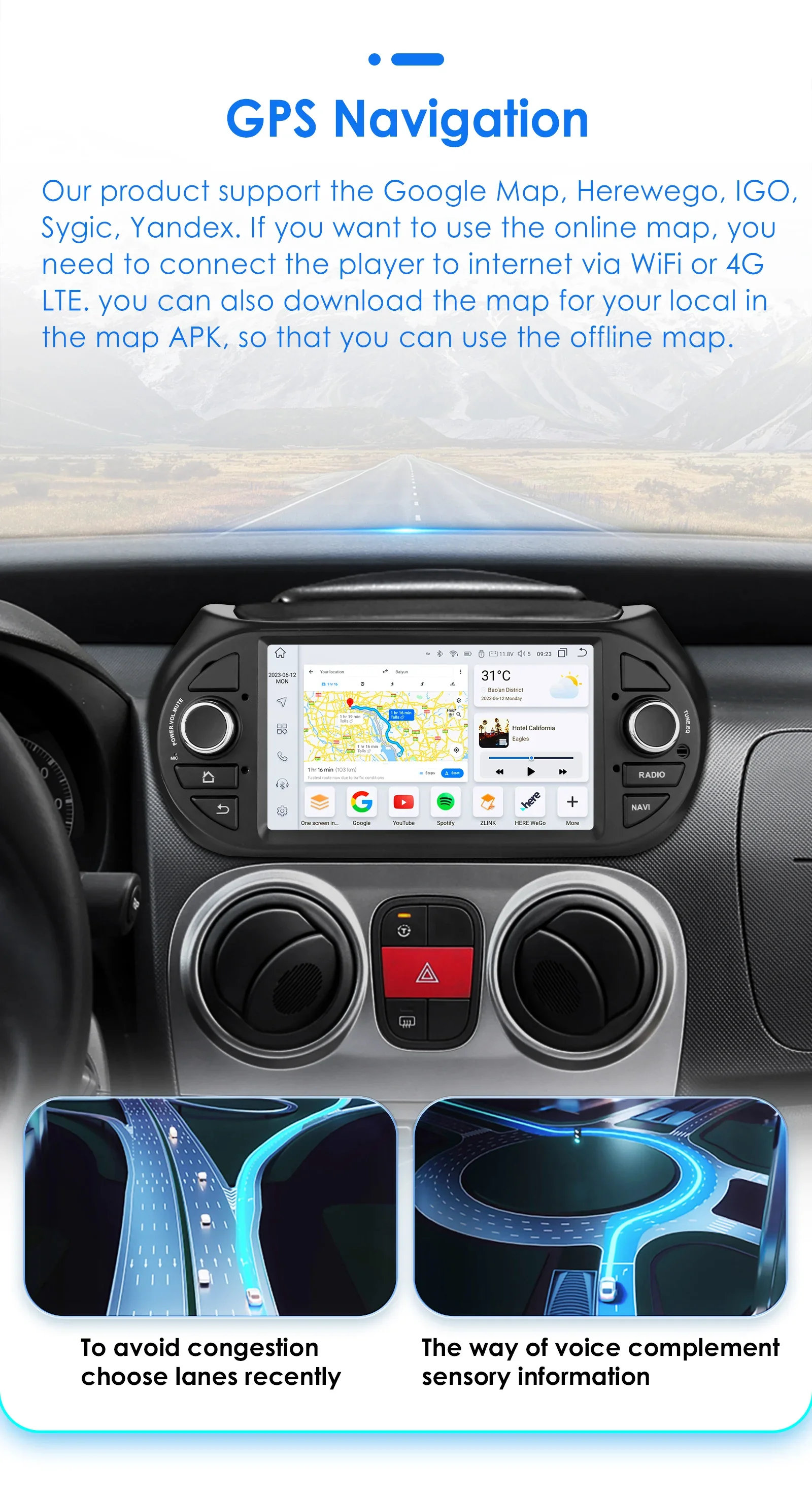 7" Ossuret Android Auto Car Radio for Fiat Fiorino Qubo Peugeot Bipper Citroen Nemo Multimedia Navi GPS RDS DSP CarPlay BT 4G