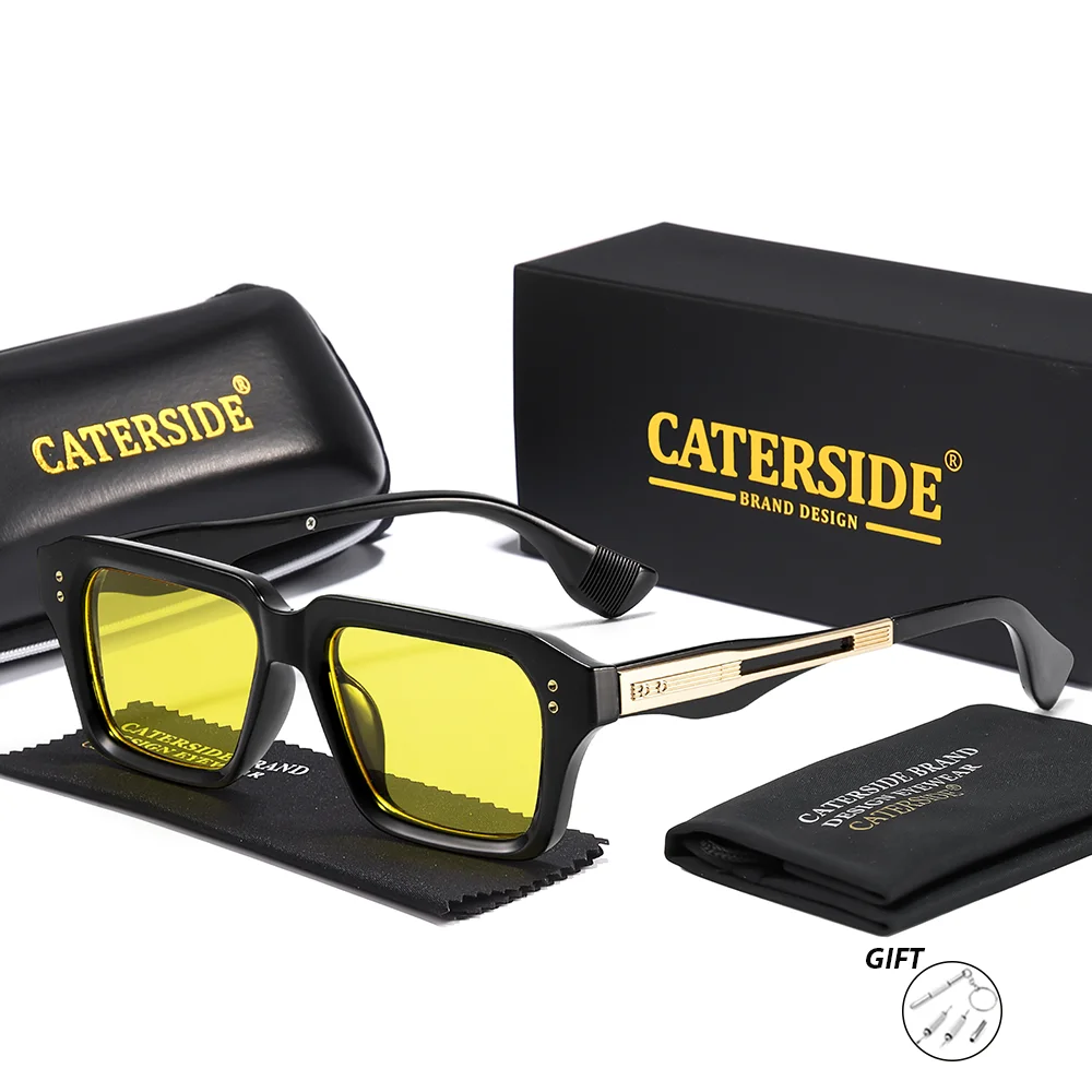 CATERSIDE Neue Vintage-Sonnenbrille für Herren mit quadratischer Form, individuell anpassbare optische Sonnenbrille für Damen, UV400-Schutz – Detail 15