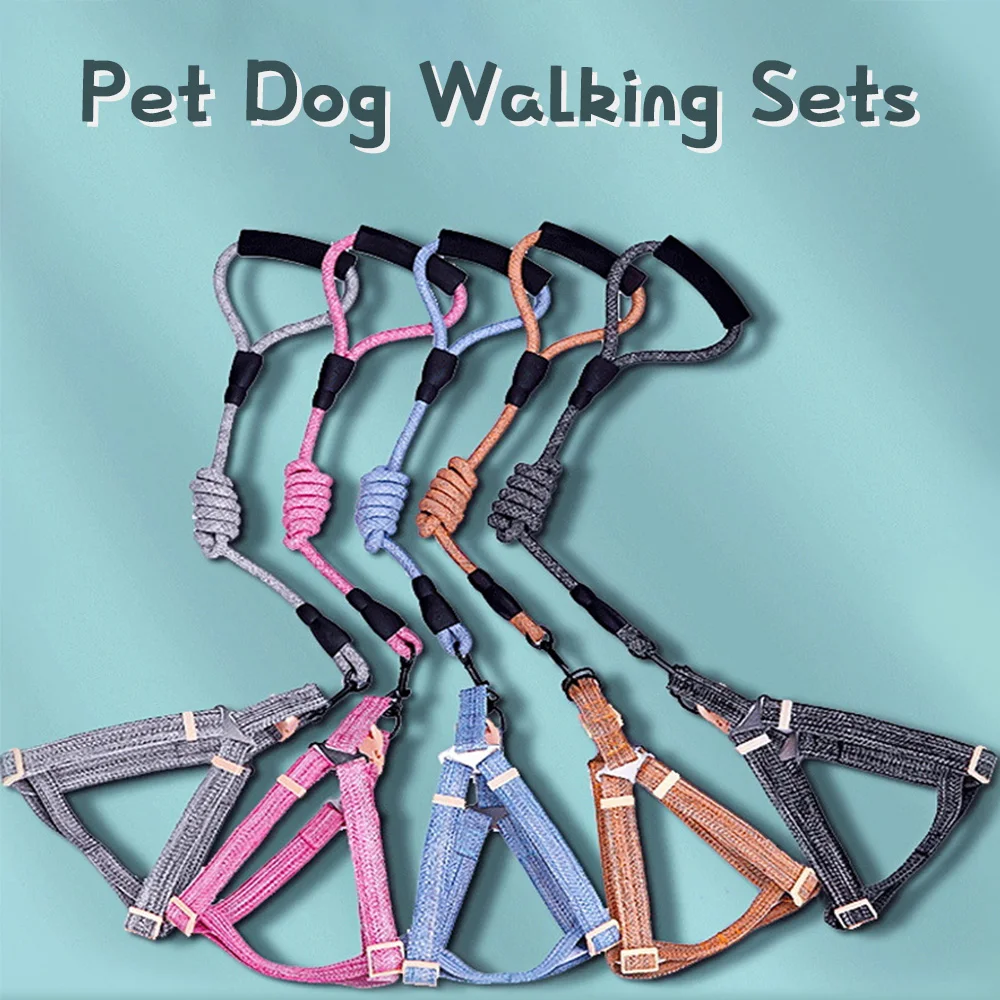 

Reflective Puppy Dog Leash Harness Sets Easy Wearing Boho Vintage Style Pet Cat Harness