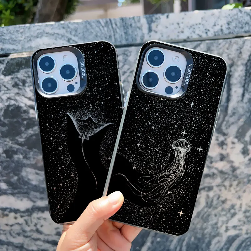 Marine Life Dotted Art Phone Case in Black Laser Finish