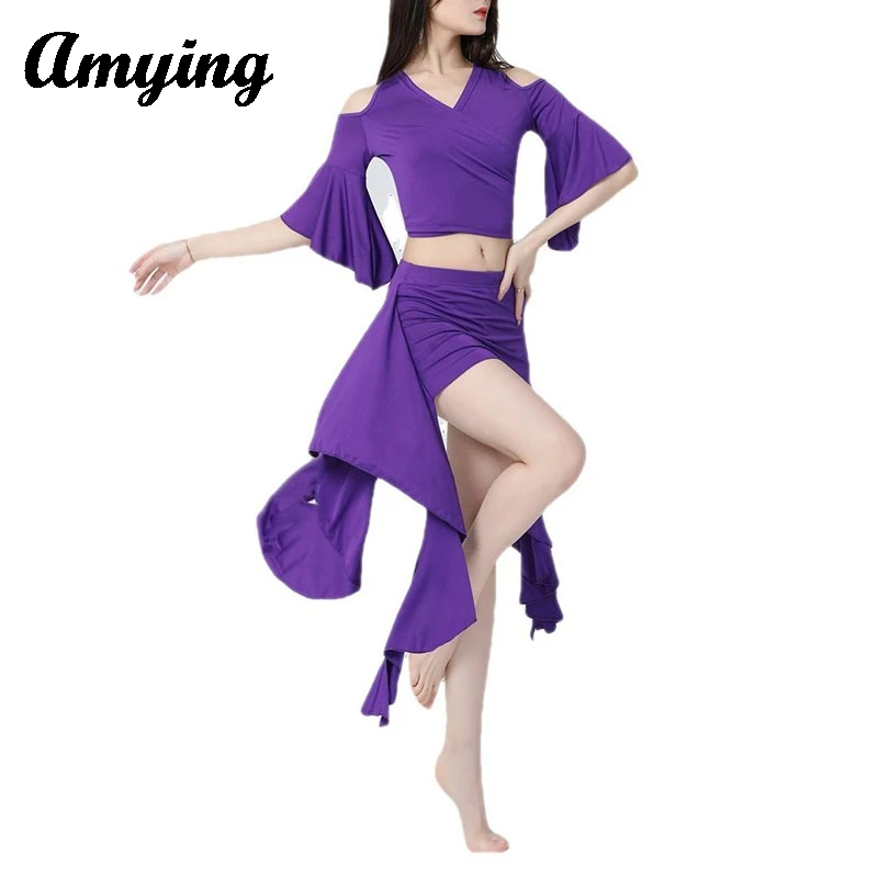 

2024 Adult Belly Dance Costume Set Tops+Skirt Women Oriental Belly Dance Stage Performance Practice Clothing Lady Dancing Wear