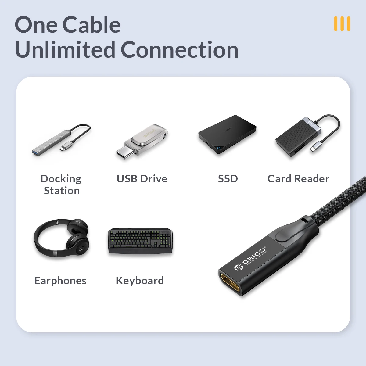 Orico-usb tipo c cabo de extensão para