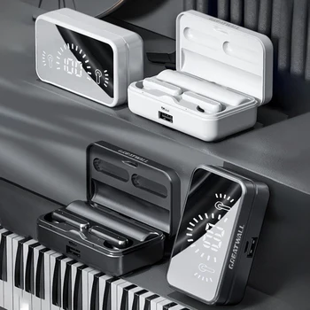 GREATWALL  Mirror  Wireless Bluetooth Headphones HiFi HD Sound Effect Game Earphones Smart Digital Display Charging Cabin 2