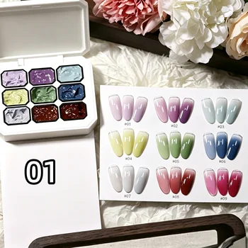 Smalto Solido per Unghie in 9 Colori, Rosa, Viola, Verde, Rosso, Gel per Pittura, Alta Saturazione, Smalto Solido Popolare per Nail Art