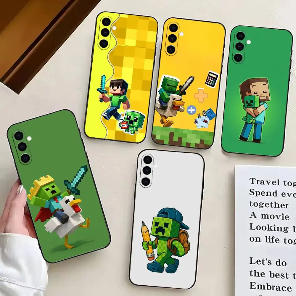 G-Green P-Pixel M-Monster C-Creeper 전화 케이스 삼성 갤럭시 A73,A72,A71,A70,A53,A52,A51,기타 소프트 블랙 커버