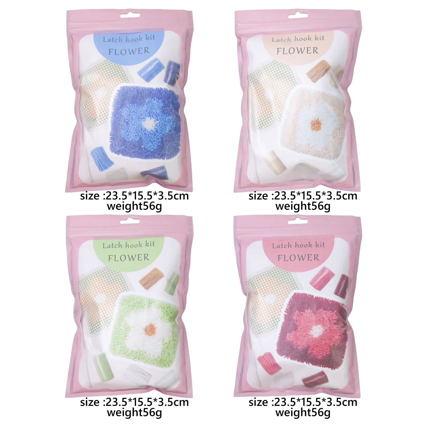 Latched Hook Kits for Adults Kids Making Kits with Flower Pattern Yarn Latched Hook for Home DIY Craft Crochet Latch craft supplies
