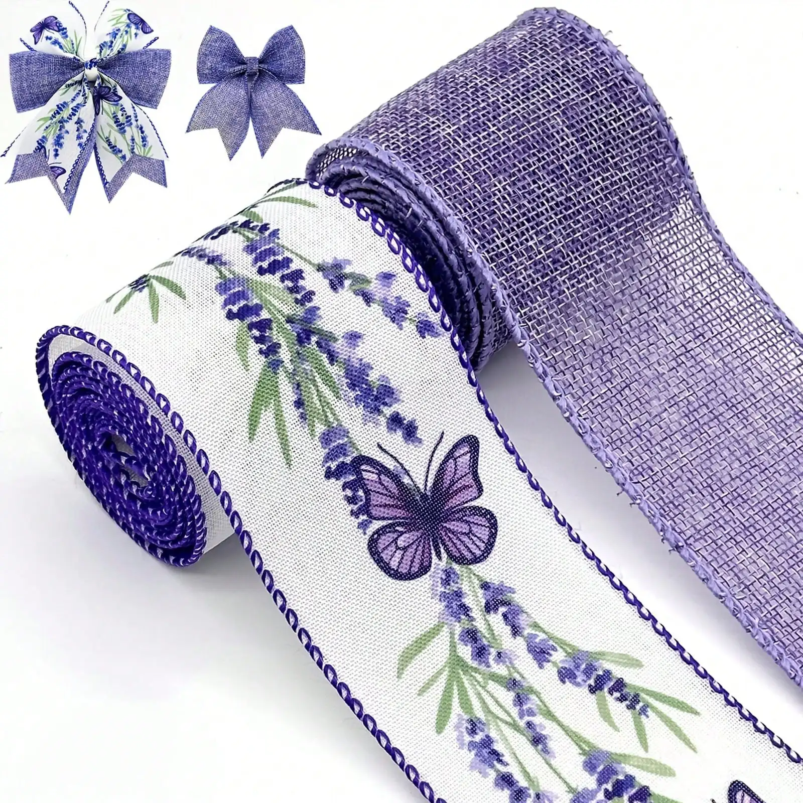 Lavender Butterfly Pattern Decorative Ribbons for Gift Wrapping & Floral Arrangements