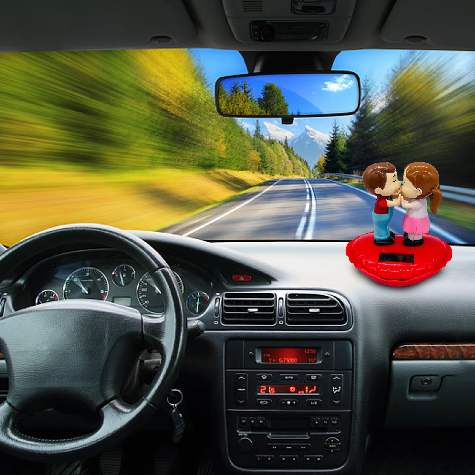 Solar Couple Dashboard Decoration Durable And Strong Solar Powered