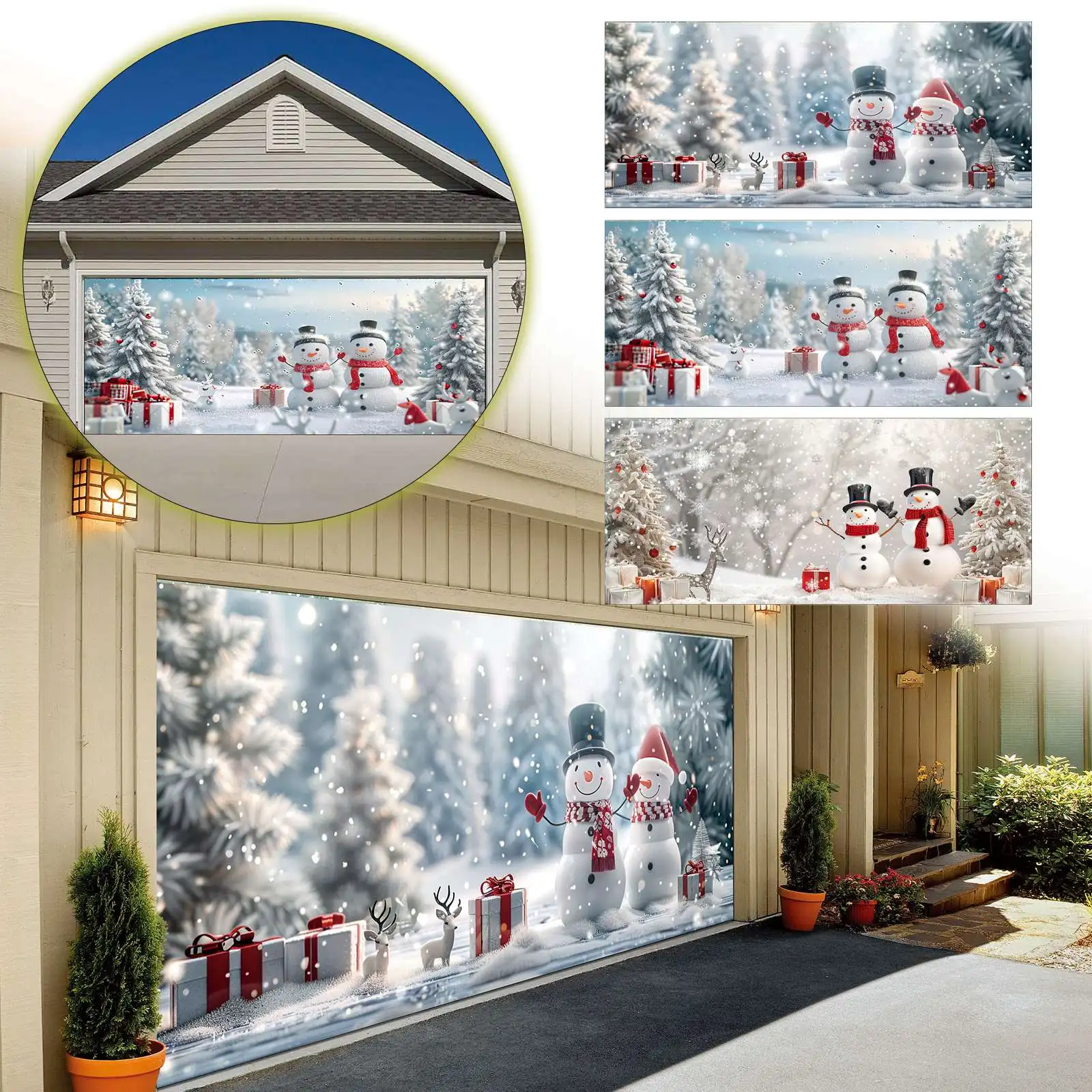 Couverture De Porte Père Noël - Bannière Suspendue Pour Décoration De Vacances Hiver - Toile De Fond Pour Porte D'Entrée Maison - Maison