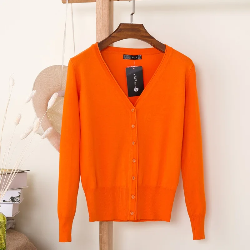 Nuevo cárdigan de punto para mujer, abrigo de primavera y otoño, con hebilla natural, suelto, de manga larga, cuello en V, abrigo de color sólido, suéteres para mujer