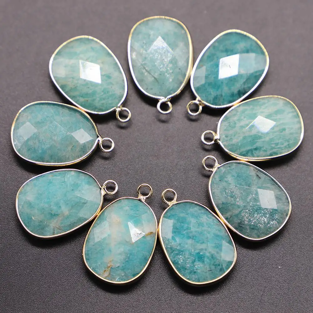 23*17MM Natural Stone Charms Connector Samazon Roses Quartz Lazurite Pendants Single Hole for DIY Jewelry Necklace Making 10PCS