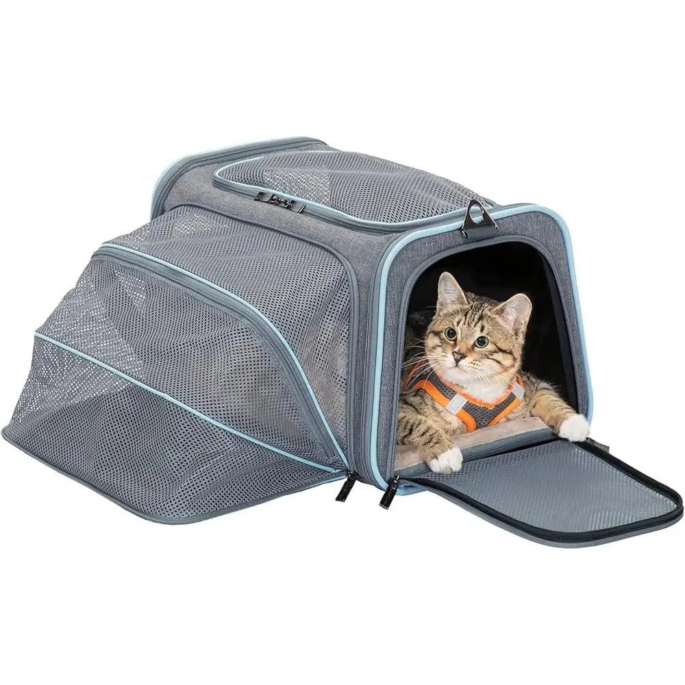 Soft Cat Carrier Airline Approved Expandable Pet Carrier Foldable Lightweight Travel Cats Dogs Rabbits with Removable