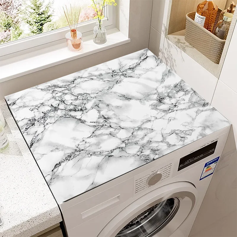 Cross-Border Light Luxury Marbling Washing Machine Absorbent Anti-Slip Cover Refrigerator Mat Silicone Protective Pad Dust Cover