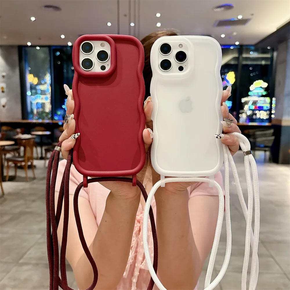 Phone Case For iPhone 17 16 15 14 13 Pro Max 5G  16ProMax Crossbody Adjustable Lanyard Strap Rope Soft Cover