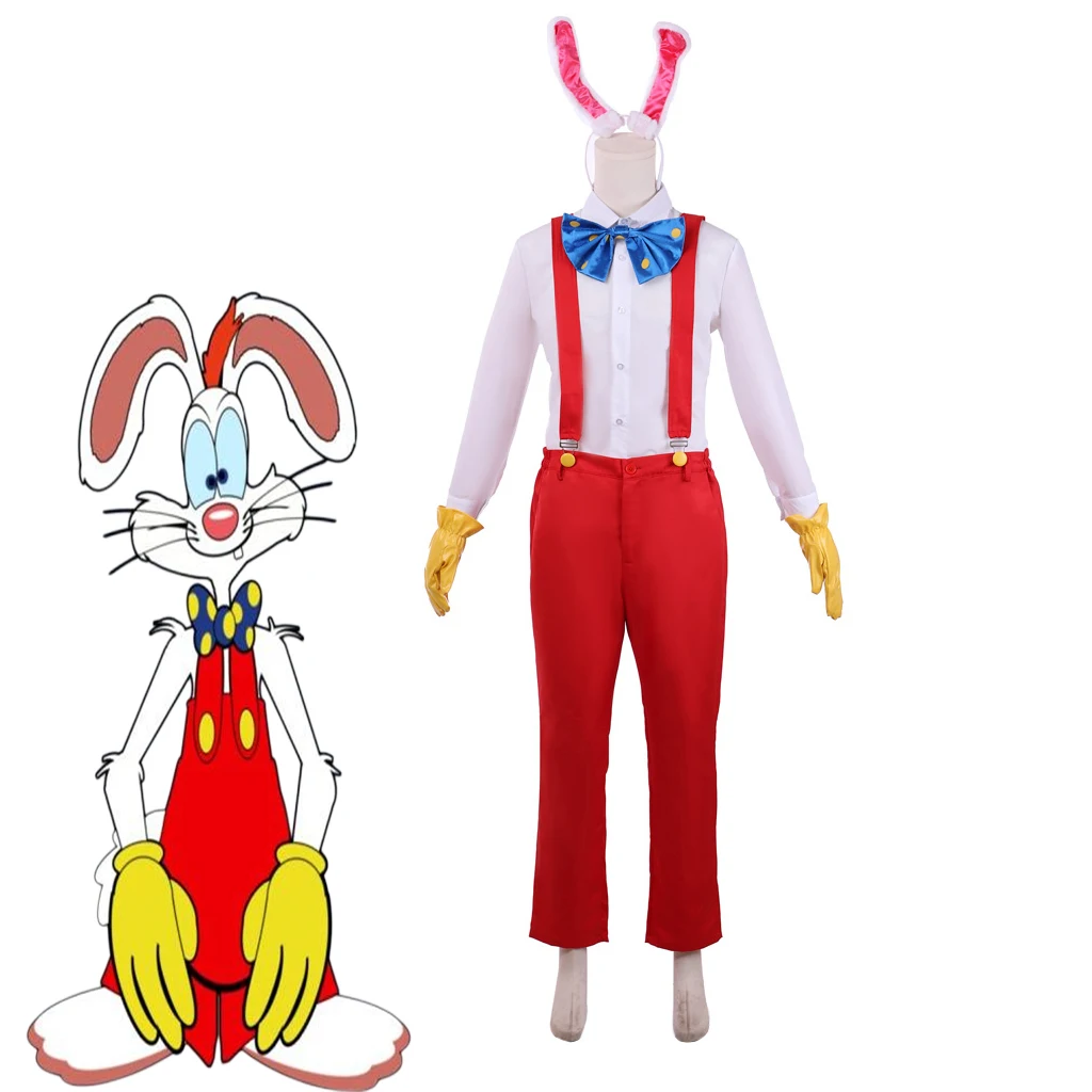 Who Framed Roger Rabbit Cosplay Costume For Men White Shirt Red