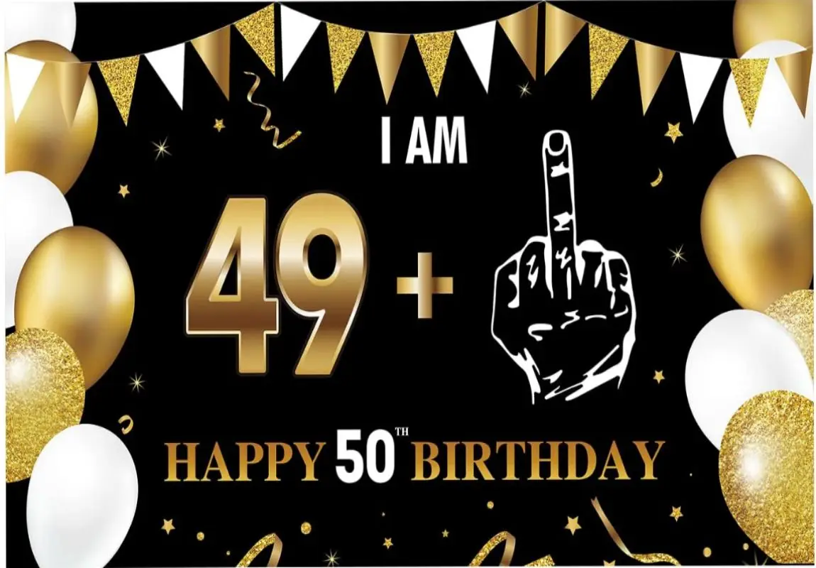 Cartel de fondo de 50 feliz cumpleaños, cartel de 50 años, suministros de  fiesta, color negro y dorado - AliExpress