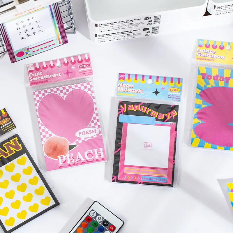 60 Sheets Ins Creative Stitching Color Pattern Memo Pad Student Diary DIY Notepad Planner Message Paper Korean School Stationery 6