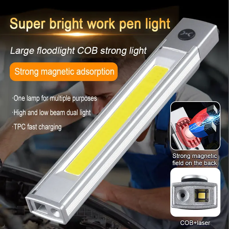 Powerful LED Work Light Car Multifunction Lamp Magnetic Mini USB Rechargeable Pen Clip Torch Flashlight Work Lnspection Light