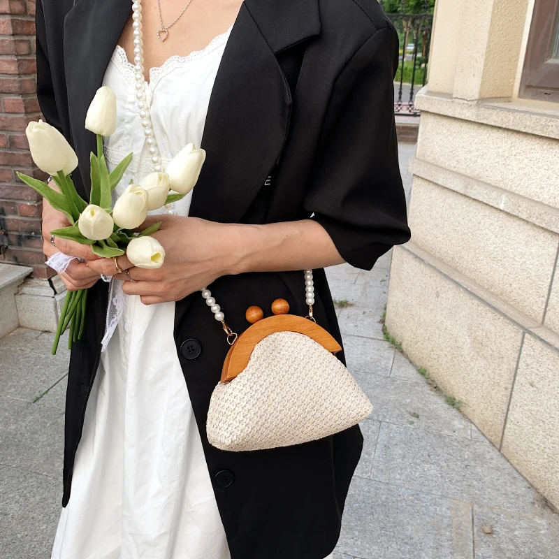 Bolsa Mini Bolso De Perlas Hecho A Mano Vintage Mujer Cadena Monederos Bolsos Cruzados JShteea Para Estrenar | En Línea