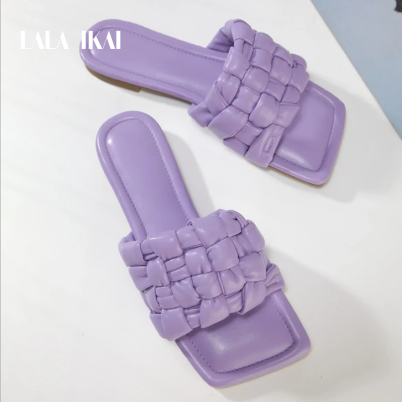 Модные женские тапочки LALA IKAI 2021 плетеные уличные пляжные шлепанцы для дома |