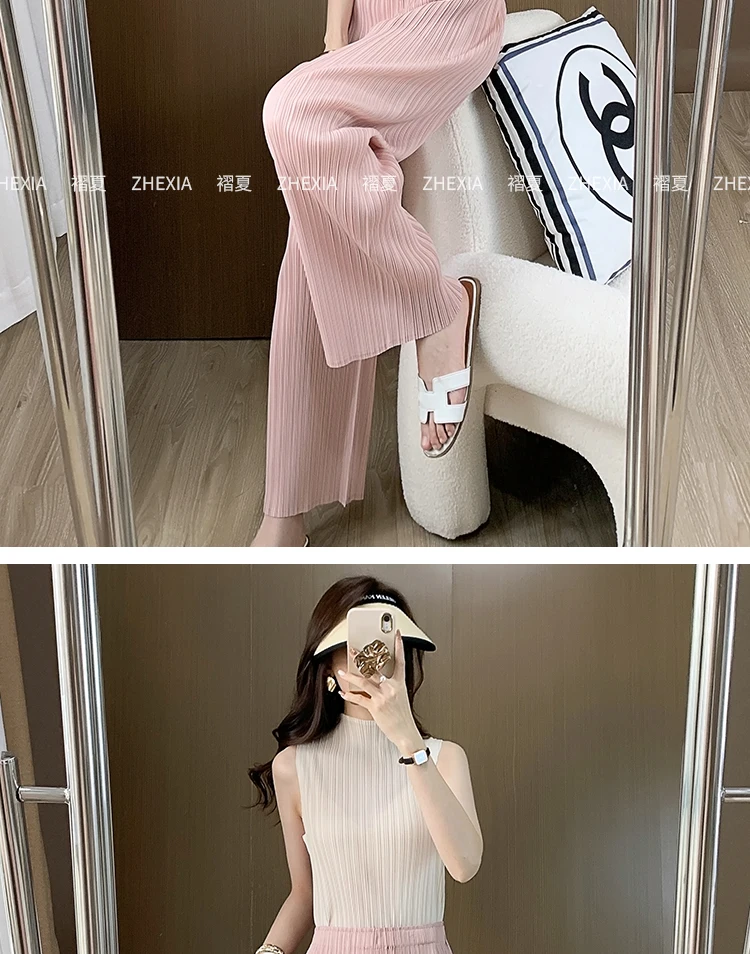Miyake Pleated Loose Plus Size Pants Female 2025 Summer New High-end Thin Wide-leg Casual High Waist Pleated Straight Pants Thin