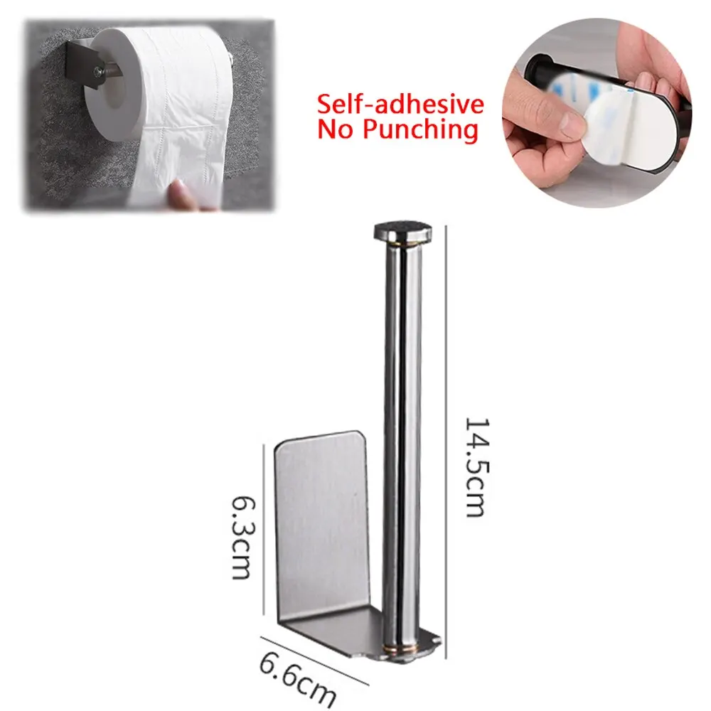 Stainless Steel No-Drill Toilet Paper Holder & Towel Rack