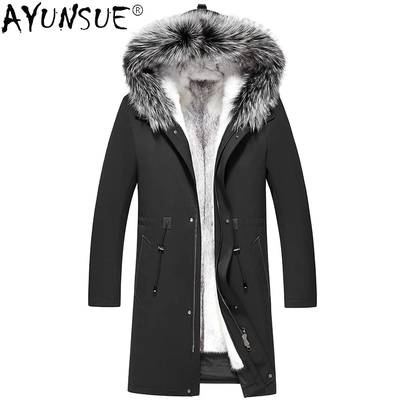 

Winter Jacket Men Clothing Genuine Shearling Jackets 2020 Male Cross Mink Fur Coat Long Hooded Parka Veste Homme LXR830