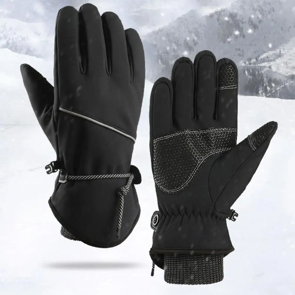 

1 Pair Winter Warm Gloves Water-Resistant Plush Lining Design Ski Gloves Windproof Thermal Touchscreen Gloves For Cycling