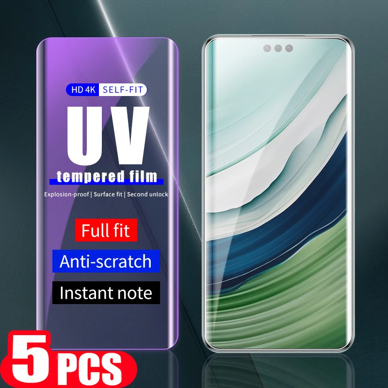 

5 шт. для Huawei Mate 60 RS Ultimate UV Anti Blue Light Glass Mate 50 40 40E 30 30E pro UV Защитная пленка для экрана