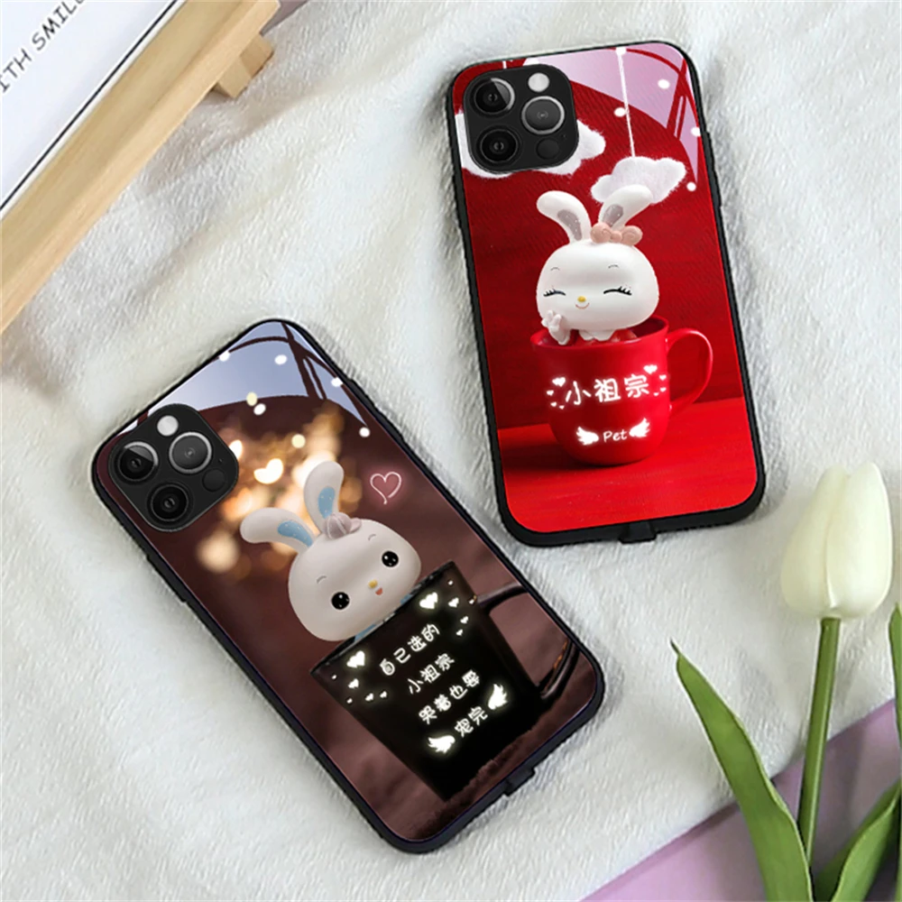 2024 Lucky Bunny Led Colorful Light Phone Case Call Flash Cover For Samsung S23 S22 S21 S20 Note 10 20 Plus Ultra A54 A14 A32