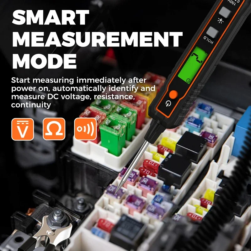 POROMETISTO 100V 자동차 전압 감지기 펜, 손전등 감도 백라이트 조절 가능 디지털 LED 전기 회로 테스터