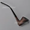 Ebony Wooden Tobacco Pipe Sitter Churchwarden Smooth Surface Long Bent Stem 1