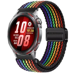 Magnetic Nylon Watch Strap - 20mm/22mm Versatile Wristband Bracelet - Huawei Ultimate 2 (Black rainbow)